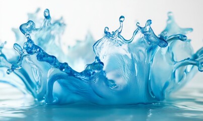 Wall Mural - Close-up shot of blue water splash on white background