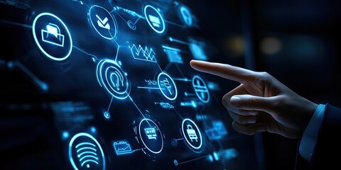 Fototapete - Professional customer support representatives deliver comprehensive assistance via phone and online chat in a high-tech support center.