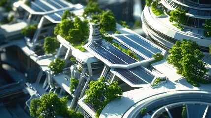 Aufkleber - an eco-friendly energy system with solar cells part of an urban infrastructure.