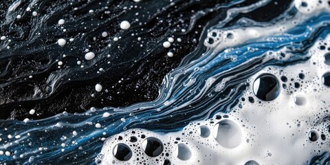 Poster - Painting of a wave with bubbles in the water