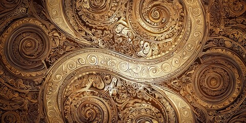 Poster - a retro paisley pattern with soft gradients and fine lines, ideal for capturing a classic, vintage style.