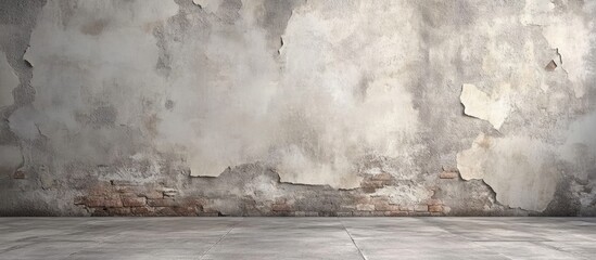 Leinwandbilder - Vertical Urban Grunge Wall with Rustic Texture and Light Gray Concrete Floor Space for Minimalist Design in Soft Natural Light