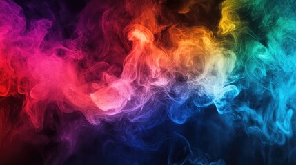 Poster - Colorful Swirling Smoke in Neon Shades Creating a Dynamic Abstract Background for Artistic and Creative Design Projects