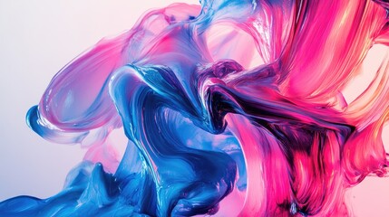 Poster - Dynamic abstract art with vivid brushstrokes depicting movement and energy in vibrant pink and blue hues.