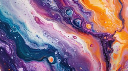 Poster - Colorful abstract oil painting with swirling patterns and vibrant hues showcasing creativity and fluid motion in artistic expression.