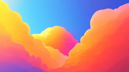 Leinwandbilder - Abstract summer sky illustration featuring vibrant colors and fluffy clouds in a dreamy gradient design.