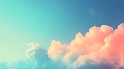 Leinwandbilder - Serene abstract depiction of a colorful summer sky with soft clouds and a gradient blue background