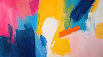 Poster - Bold Colorful Abstract Painting with Dynamic Brushstrokes and Modern Artistic Expression