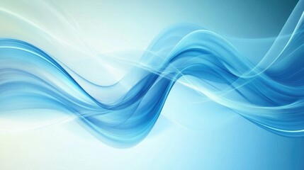 Poster - Serene Abstract Background with Flowing Blue Waves and Gentle Light Effects