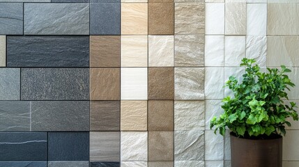 Poster - Contemporary tile designs with diverse textures and colors arranged vertically enhancing modern interior aesthetics