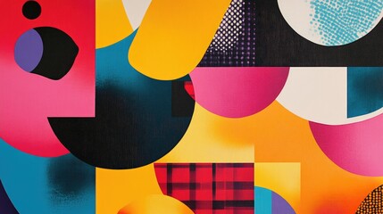 Poster - Colorful Abstract Digital Composition with Geometric Shapes and Bold Patterns for Modern Art Design Usage