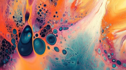 Fototapete - Colorful abstract composition with dynamic organic shapes and fluid textures evoking a sense of movement and creativity