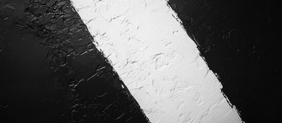 Poster - Textured monochrome background with black surface and a bold white stripe, ideal for text placement, minimalistic style in vertical format.
