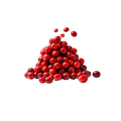 Wall Mural - Cranberry Cascade: A vibrant pile of plump, ruby-red cranberries, some seemingly suspended in mid-air, against a backdrop, evokes freshness and the essence of a superfood.