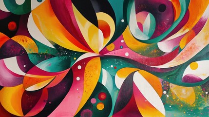 Poster - Colorful Abstract Artwork Featuring Dynamic Shapes and Fluid Patterns in Bold Hues