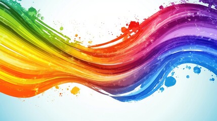 Leinwandbilder - Vibrant abstract background of colorful paint streams creating a dynamic rainbow wave on a light backdrop for artistic themes.