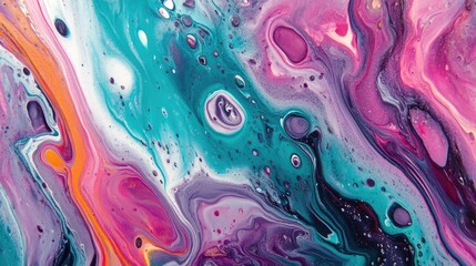 Poster - Colorful Abstract Painting with Swirling Patterns and Organic Shapes in Vibrant Hues