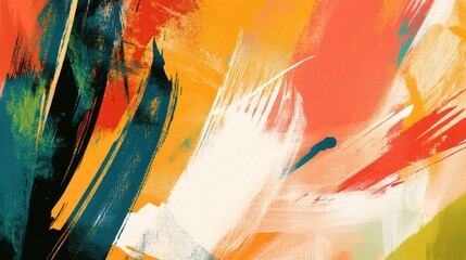 Fototapete - Dynamic vibrant abstract artwork with bold brush strokes and contemporary color composition showcasing artistic expression and creativity.