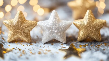 Aufkleber - Glittering Star Decoration with Bokeh Lights for Festive Celebrations and Magical Moments