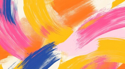 Fototapete - Colorful abstract background with dynamic brushstrokes in vibrant shades of orange pink and yellow creating a lively artistic effect