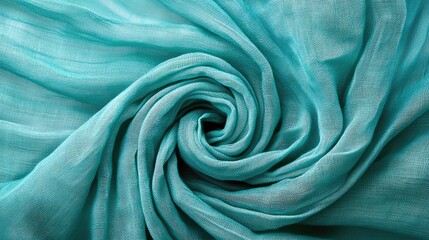 Poster - Turquoise green soft cotton fabric textile swirling texture background for design and decoration use
