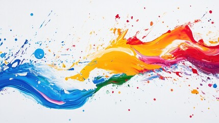 Fototapete - Colorful abstract waves and splashes on a white background ideal for contemporary art designs and vibrant creative projects