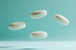 © Omor - Cut out three white tablets floating in the air. Generative Ai