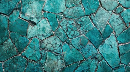 Poster - Turquoise Mosaic Tile Background with Abstract Texture Suitable for Creative Design and Decoration Projects