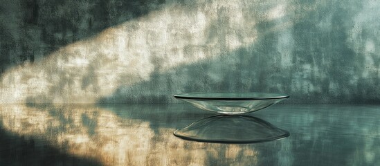 Aufkleber - Intriguing optical illusion of a glass surface reflecting soft light and textures against a wall creating a captivating visual aesthetic