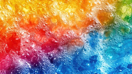 Poster - Rainbow Colored Water Surface with Bubble Texture for Abstract Backgrounds