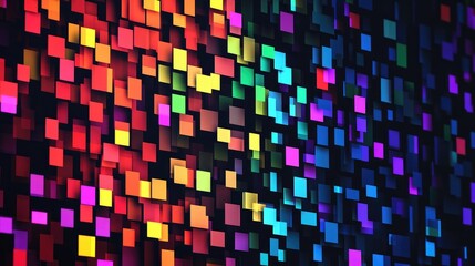 Wall Mural - dynamic color pixel mosaic banner on dark background showcasing modern virtual design potential and 