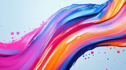 Fototapete - Dynamic Colorful Abstract Art with Vivid Brush Strokes and Paint Splatters on Light Background
