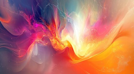 Fototapete - Colorful Abstract Art with Dynamic Swirls and Fluid Shapes Creating a Sense of Energy and Motion in a Vivid Composition