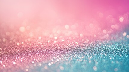 Leinwandbilder - Soft turquoise and pink shimmering glitter abstract background perfect for creative designs and festive themes