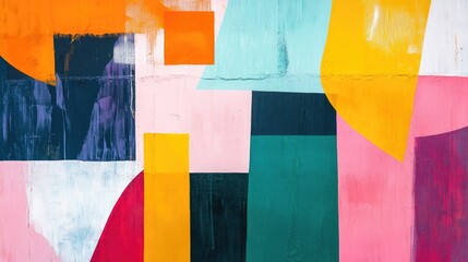 Fototapete - Colorful Abstract Composition with Geometric Shapes and Modern Artistic Expression