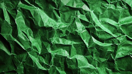 Leinwandbilder - Crumpled Green Paper Texture Background for Vibrant Abstract Designs and Creative Projects