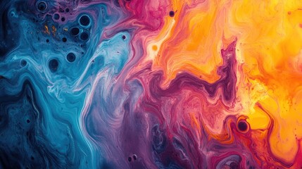 Fototapete - Dynamic abstract composition featuring vivid colors and fluid shapes creating an energetic visual experience.