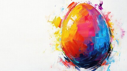 Leinwandbilder - Vivid Abstract Easter Egg Artwork Featuring Dynamic Brush Strokes on Clean White Canvas Background