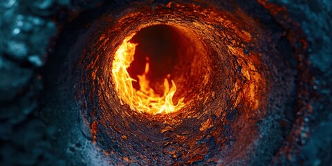 Hole in the ground with fire inside