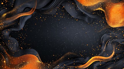 Aufkleber - Elegant black and gold abstract background with glitter particles flowing