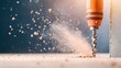 © Leninya - drill bit penetrating concrete, creating dust and debris in dynamic scene. powerful tool showcases its effectiveness in construction work. businesswoman digital lifestyle