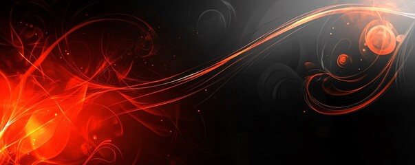 Aufkleber - Red hot swirling fractal lines creating energy flow on black background