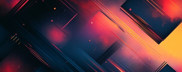 Aufkleber - Abstract geometric background with glowing lines and shapes creating dynamic composition