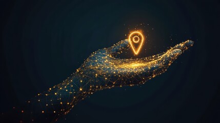 Wall Mural - hand holding a pin on a map indicating a location or destination for navigation and travel planning