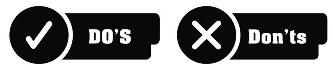Wall Mural - do and don't icons. check mark and cross. like and dislike symbols. positive and negative signs. vec