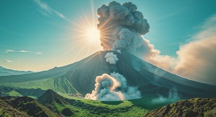 Wall Mural - a captivating 135mm portrait of large volcano 