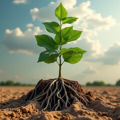 Wall Mural - A small plant with a robust root system