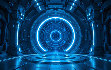 Wall Mural - ai blue circle gate futuristic version