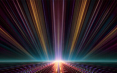 abstract dark background with bright and glowing neon purple and yellow lights