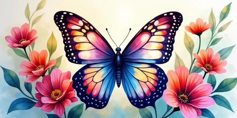 Wall Mural - Delicate wings, vibrant colors, graceful flight